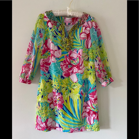 Lilly Pulitzer Dresses & Skirts - Lilly Pulitzer Silk Seamus Beaded Tunic Dress - 12
